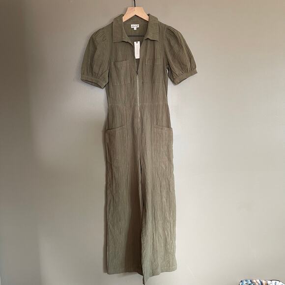 NWT Anthropologie The Odells Tamil Coveralls Olive Green Size 0 Utility Jumpsuit - Picture 4 of 16